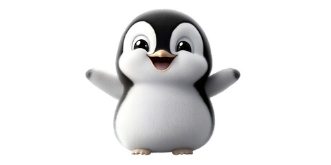 Obraz premium Cute cartoon penguin character with fuzzy texture and wide smile Animal