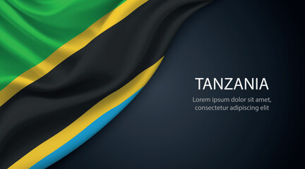 Tanzania national flag with smooth fabric texture background