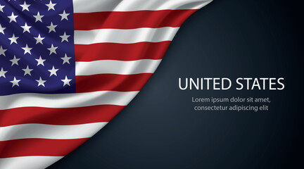 United States national flag with smooth fabric texture background