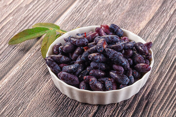 Sweet juicy ripe honeysuckle berries