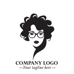 Beautiful Woman with Glasses Logo Symbol in Elegant Minimalist Style and Modern Design