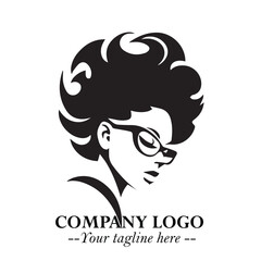 Beautiful Woman with Glasses Logo Symbol in Elegant Minimalist Style and Modern Design