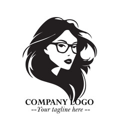 Beautiful Woman with Glasses Logo Symbol in Elegant Minimalist Style and Modern Design