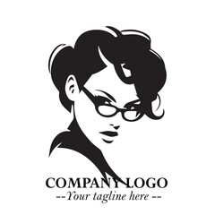 Beautiful Woman with Glasses Logo Symbol in Elegant Minimalist Style and Modern Design