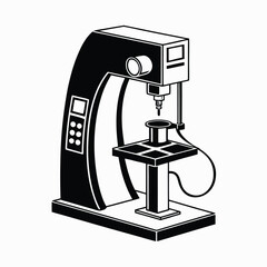 Hardness Testing Machine Silhouette – Rockwell Tester with Indenter and Specimen Platform