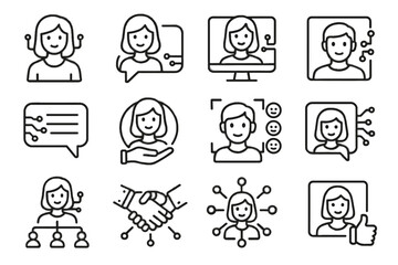 Emotion friend communication chat handshake grid vector icon ai social connection