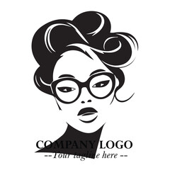 Beautiful Woman with Glasses Logo Symbol in Elegant Minimalist Style and Modern Design