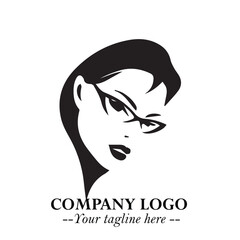 Beautiful Woman with Glasses Logo Symbol in Elegant Minimalist Style and Modern Design
