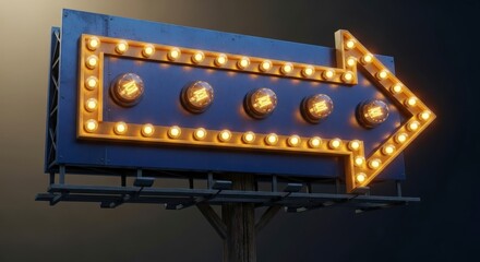 Illuminated Arrow Sign Guiding Towards Destination