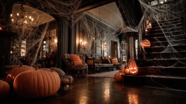 haunted mansion decorated for halloween,