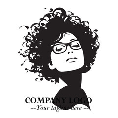 Beautiful Woman with Glasses Logo Symbol in Elegant Minimalist Style and Modern Design