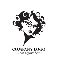 Beautiful Woman with Glasses Logo Symbol in Elegant Minimalist Style and Modern Design