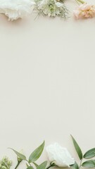 Fototapeta premium Beige flower border mobile wallpaper