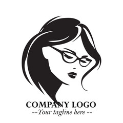Beautiful Woman with Glasses Logo Symbol in Elegant Minimalist Style and Modern Design