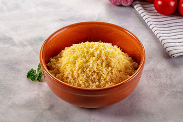 Boiled wheat couscous grain garnish