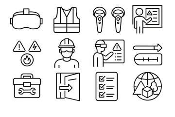 Vr emergency environment avatar icon vector tracker icons safety toolbox headset workplace