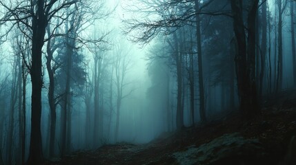 Naklejka premium mysterious path into a dark forest