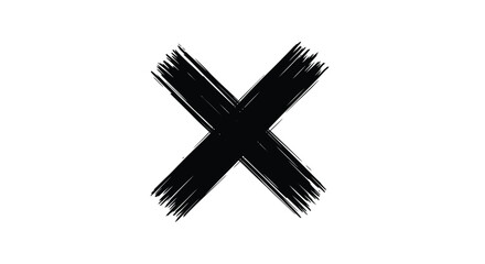 A bold black x mark created with rough brushstroke textures