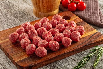 Raw beegf meatball for cooking