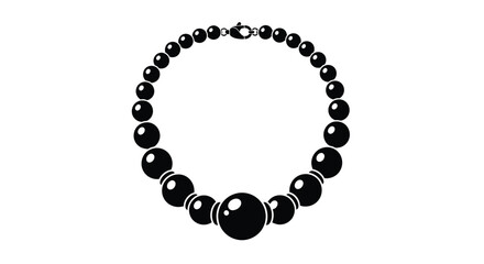 Obraz premium A simple black and white illustration of a circular pearl necklace