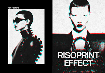 Risoprint Poster Photo Effect Mockup