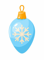 Cute Christmas toy with a snowflake. Flat vector illustration.