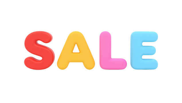 Colorful 3D Sale Text on Black Background for Promotions and Advertising Campaigns