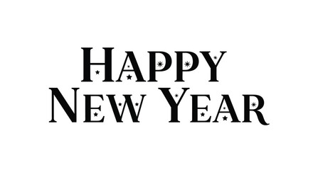 Fototapeta premium Happy new year typographic design with decorative elements and bold lettering