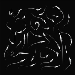 Abstract white swirling arrows on a black background