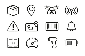 Tiny compartment map indicator waves route icon sensor vector speed logistics icons