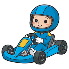 Cartoon Racer in a Go-Kart A Fun Illustration for Kids and Adults