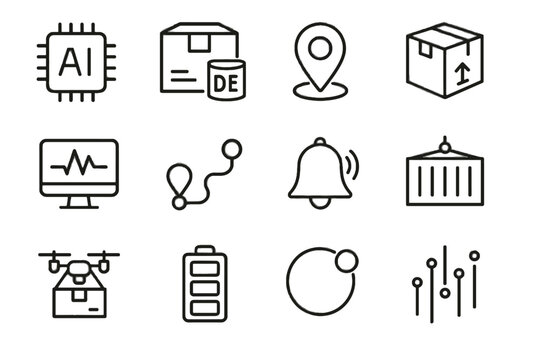 Indicator ai drone vector icon bell notification gps shipment delivery