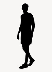 Man walking silhouette, body gesture illustration