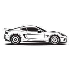 Obraz premium Dynamic side profile line art illustration of a luxury sports car, perfect for automotive design projects