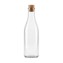 Empty clear glass bottle with cork stopper