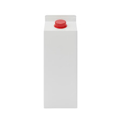 Blank white carton milk juice box with red cap