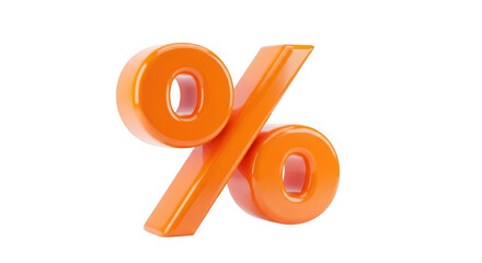 Bright orange 3d percent symbol for sales discounts and financial concepts