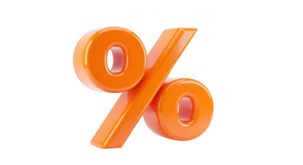 Bright orange 3d percent symbol for sales discounts and financial concepts