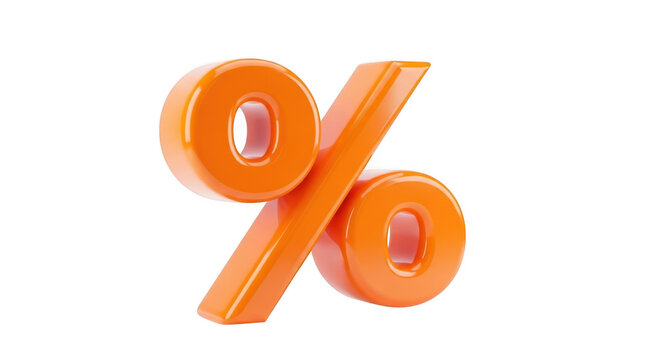 Bright orange 3d percent symbol for sales discounts and financial concepts - Powered by Adobe