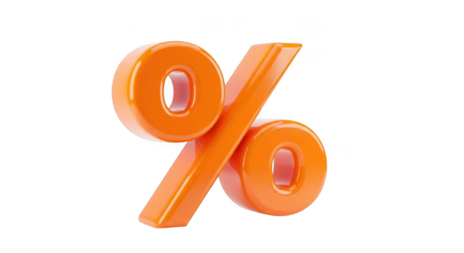 Bright orange 3d percent symbol for sales discounts and financial concepts - Powered by Adobe