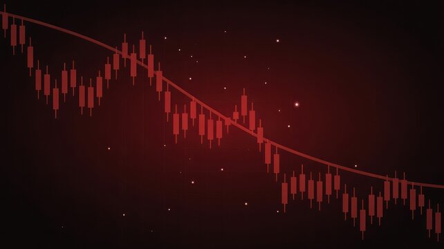 Red stock market chart showing a downward trend and financial loss on a dark background