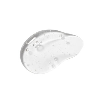 Puddle of clear viscous cosmetic gel with air bubbles