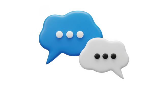Two 3d speech bubbles chat communication messaging social media dialogue icons