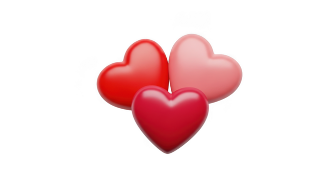 Three red and pink heart shapes symbolizing love and romance for valentine's day - Powered by Adobe