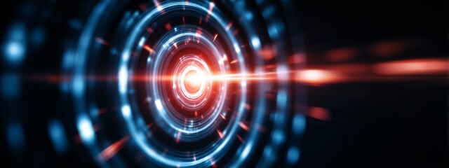 Obraz premium Futuristic Laser Beam Hitting Center Target in a High-Tech Innovation Theme with Bright Lighting Effects