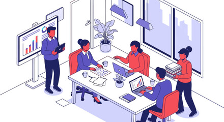 Business Team Meeting Around a Conference Table.