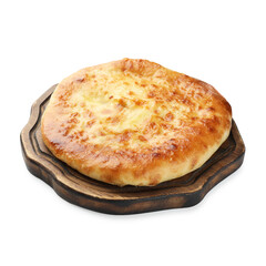 One delicious Megrelian khachapuri isolated on white