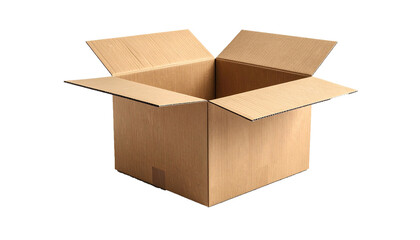 Realistic Corrugated Cardboard Shipping Box with Open Flaps
