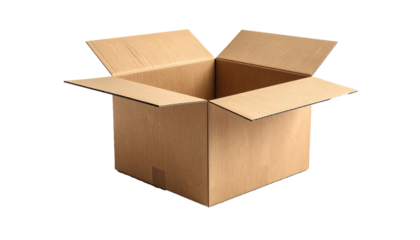 Realistic Corrugated Cardboard Shipping Box with Open Flaps