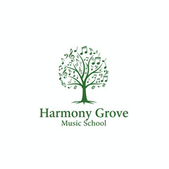 Obraz premium A musical tree logo, featuring musical notes as leaves, with text below stating what it is